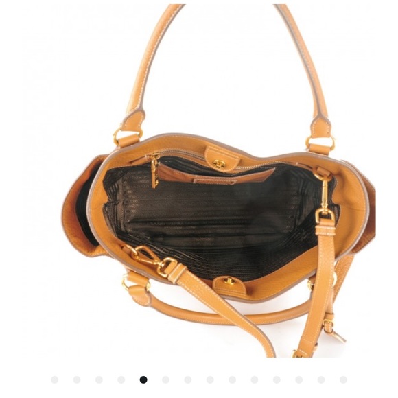 Authentic Prada Vitello Daino Side Pocket Tote in Caramel with long strap - Picture 6 of 16